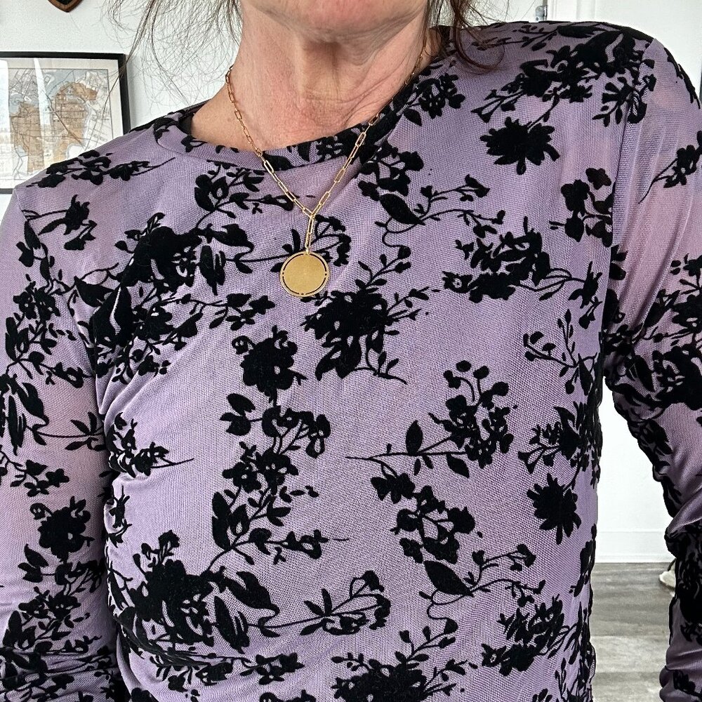 Purple Lace Top with Velvet Accents, Size Small (3/$15.00 5/$20.00)